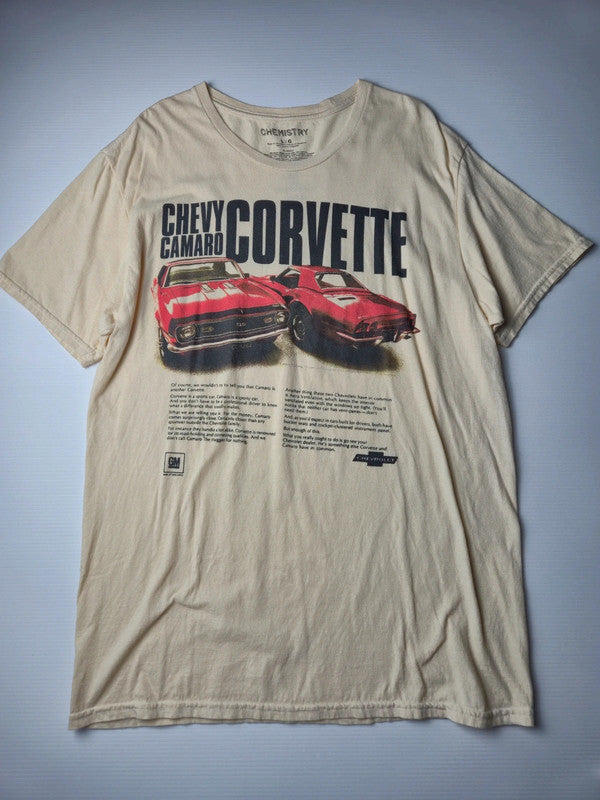 Chemistry Style Automobile Chevy Camaro Corvette Tshirt Vintage 2020s Taille L Beige Excellent etat