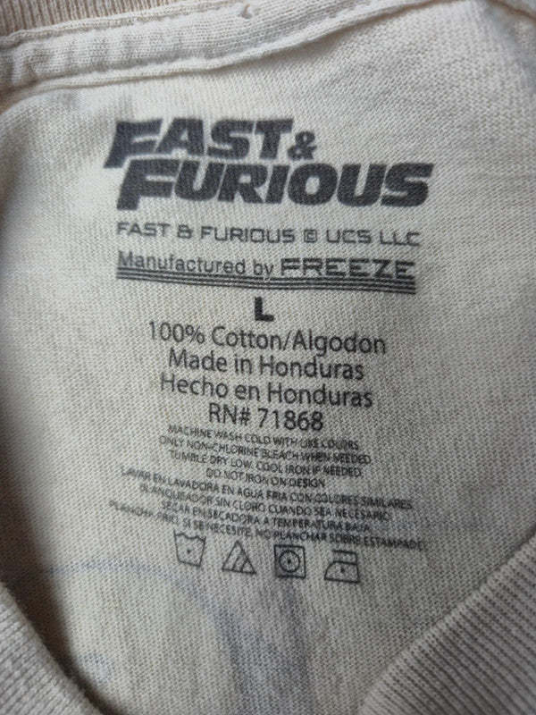 Freeze Style Fast and Furious Tshirt Vintage Y2K Taille L Beige Tres bon etat