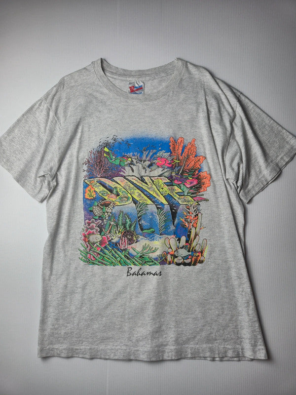 Hanes Style Plongee Bahamas Tshirt Vintage 90s Taille L Gris chine Tres bon etat