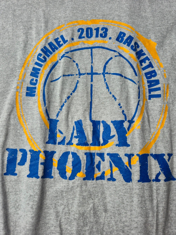 Gildan Ultra Cotton McMichael Basketball Tshirt Vintage 2013 Taille L Gris chine