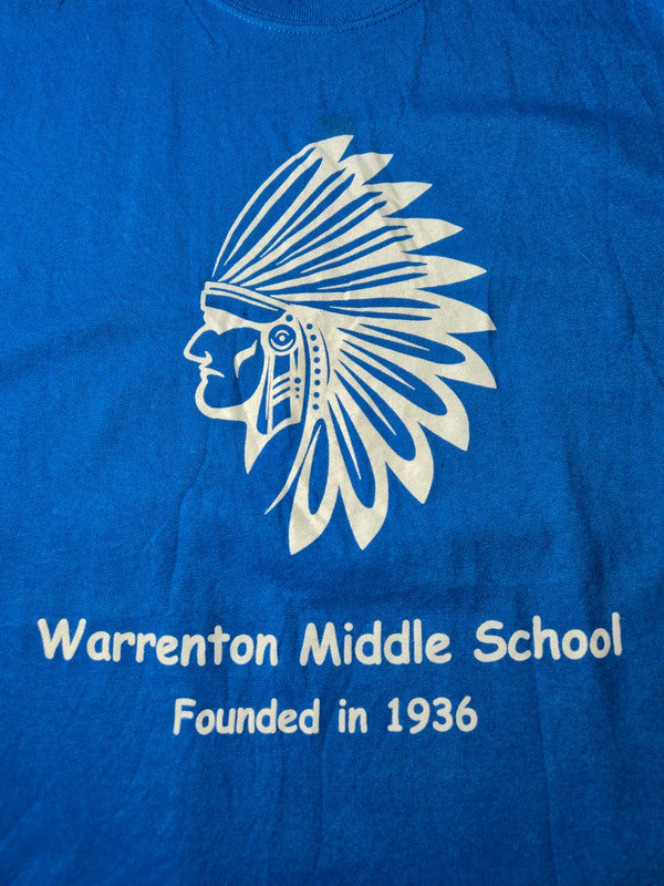 Gildan DryBlend Warrenton Middle School Tshirt Vintage Style College Taille L Bleu Très Bon etat