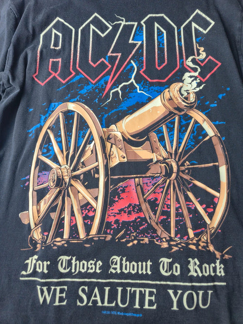 ACDC Style For Those About To Rock Tshirt Vintage NTS Taille L Noir Très Bon etat
