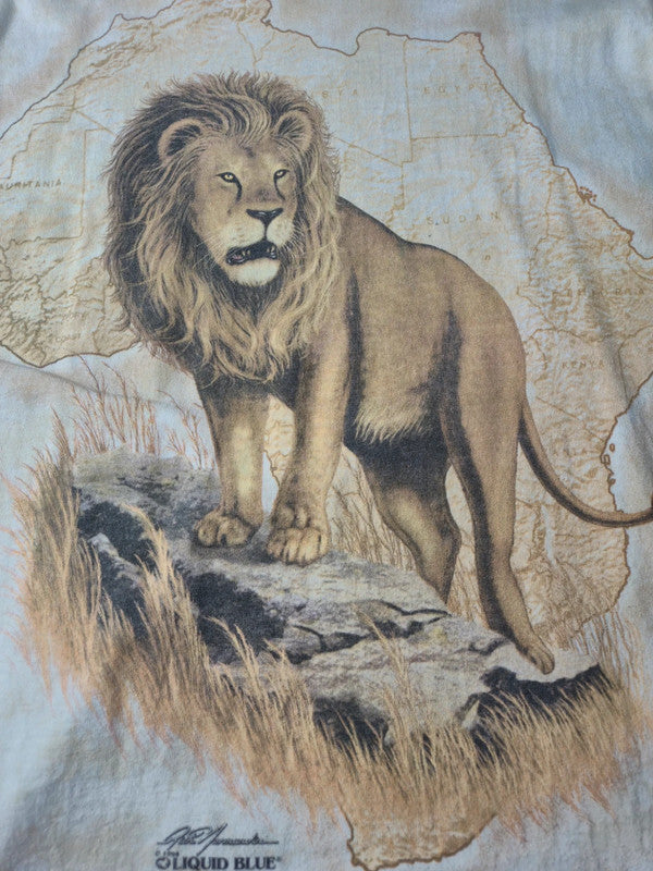 Liquid Blue Lion Africa Tshirt Vintage 1994 Tie Dye Taille XL Beige Très Bon etat