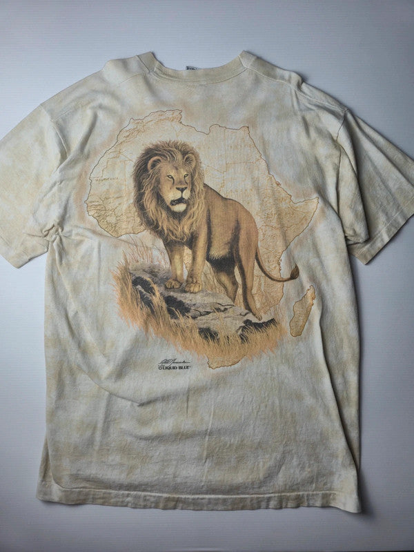 Liquid Blue Lion Africa Tshirt Vintage 1994 Tie Dye Taille XL Beige Très Bon etat
