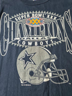 Logo 7 Dallas Cowboys Super Bowl XXX Champions Vintage 1995 Taille L Bleu Marine Très Bon État