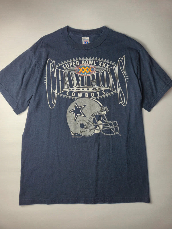Logo 7 Dallas Cowboys Super Bowl XXX Champions Vintage 1995 Taille L Bleu Marine Très Bon État