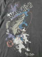 Style Apparel Fishing T-shirt Walleye Ear Falls Ontario Vintage Taille XL Noir Délavé Très Bon État
