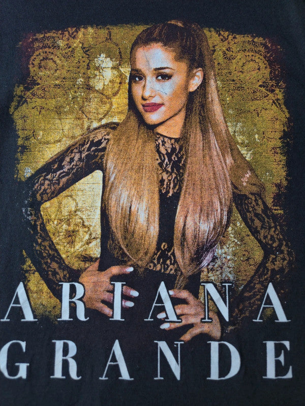 Delta Pro Weight Ariana Grande "The Honeymoon Tour 2015" T-shirt Concert Taille S Noir Très Bon État