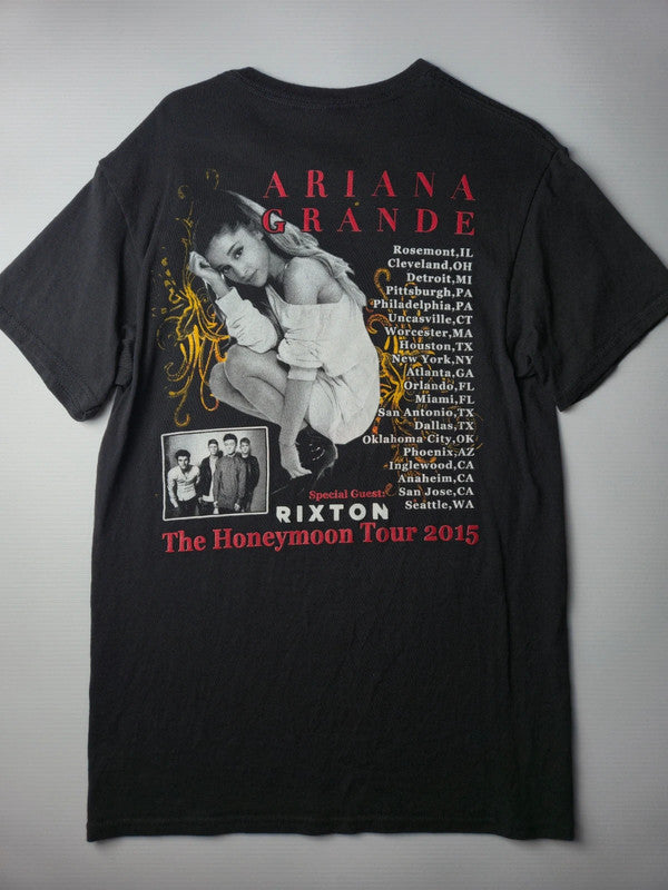 Delta Pro Weight Ariana Grande "The Honeymoon Tour 2015" T-shirt Concert Taille S Noir Très Bon État