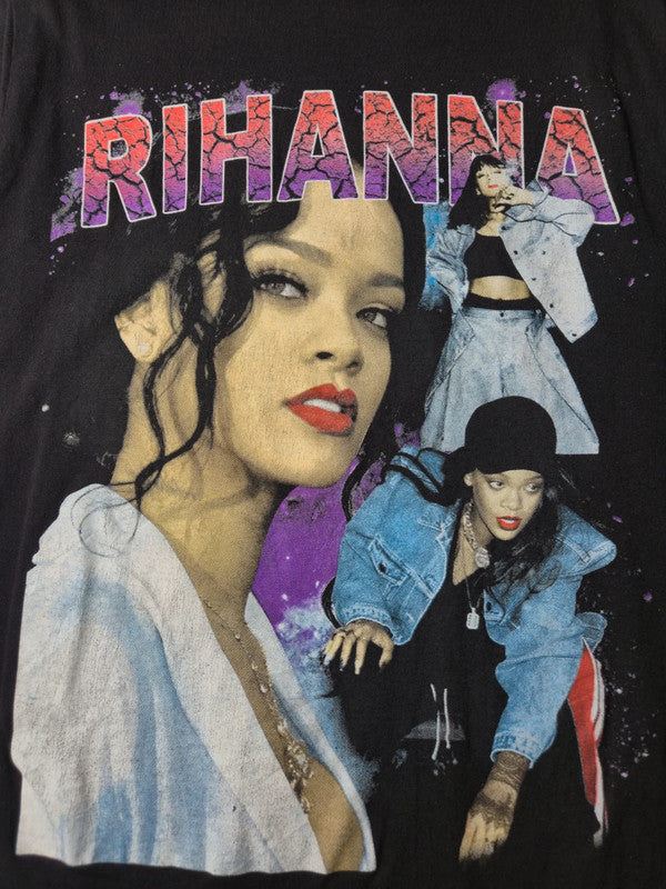 Alstyle Heavyweight Rihanna T-shirt Graphique Bootleg Vintage Style Taille S Noir Très Bon État