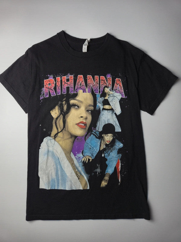 Alstyle Heavyweight Rihanna T-shirt Graphique Bootleg Vintage Style Taille S Noir Très Bon État
