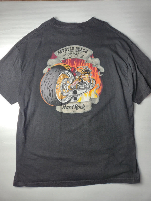 Hard Rock Cafe Myrtle Beach Bike Week 2005 T-shirt à Poche Vintage Taille 2XL Noir Très Bon État