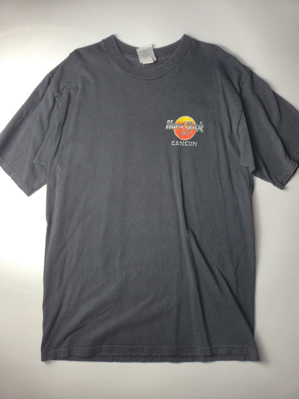 Hard Rock Cafe Cancun T-shirt Vintage Guitare Maya Mexique Taille L Noir délavé Très Bon état