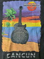 Hard Rock Cafe Cancun T-shirt Vintage Guitare Maya Mexique Taille L Noir délavé Très Bon état