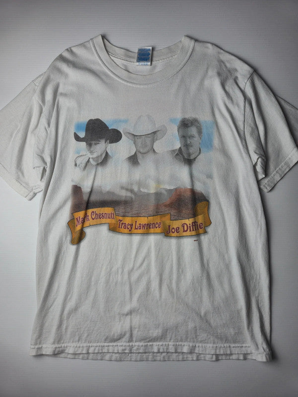 Gildan Rockin' Roadhouse Tour T-shirt Vintage Country 2002 Taille L Blanc Très Bon état