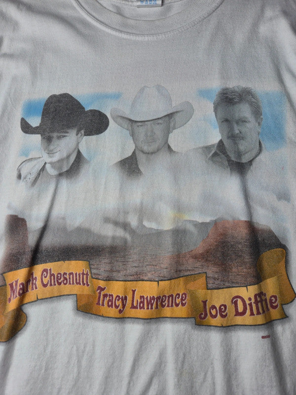 Gildan Rockin' Roadhouse Tour T-shirt Vintage Country 2002 Taille L Blanc Très Bon état
